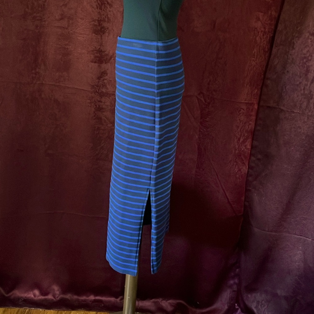 LOFT Ribbed Bodycon Blue Midi Skirt M - Picture 4 of 6